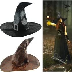 Halloween Folds Witch Wizard Black Hat Party Cosplay Costume Headgear Devil Cap Props Decoration Supplies for Adult Women Men