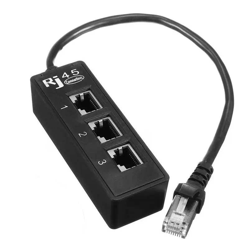 RJ45 Male To 3 RJ45 Female Port Network Extender Cable Splitter LAN Ethernet