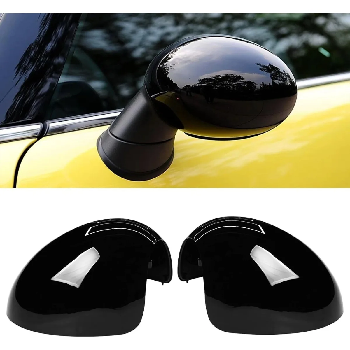 For BMW Mini Cooper R55 R56 R57 R58 R59 R61 Car Door Side Wing Rearview Mirror Cover Caps Gloss Black 51162754913,51162754914