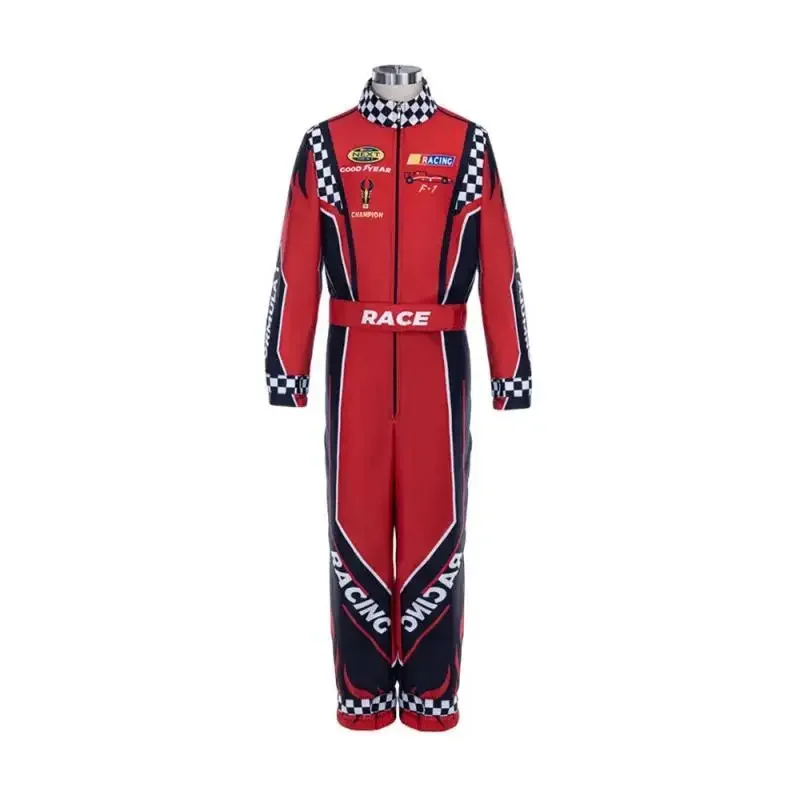 Teenager Racing Role-playing Costume Cosplay Jumpsuit with Belt Set for Racing Themed Performance Wear A Hat One-Piece Training view 6