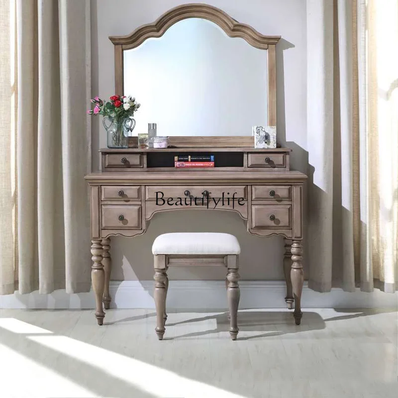 

yj19 Simple American Style Solid Wood Dressing Table Nordic Home Bedroom Dressing Table