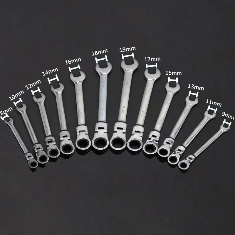 Krachtige 12Pcs 72 Teeth Ratchet Wrench Set Hand Tools Fix Head Flex Head Chrome Vanadium Steel Hand Tools