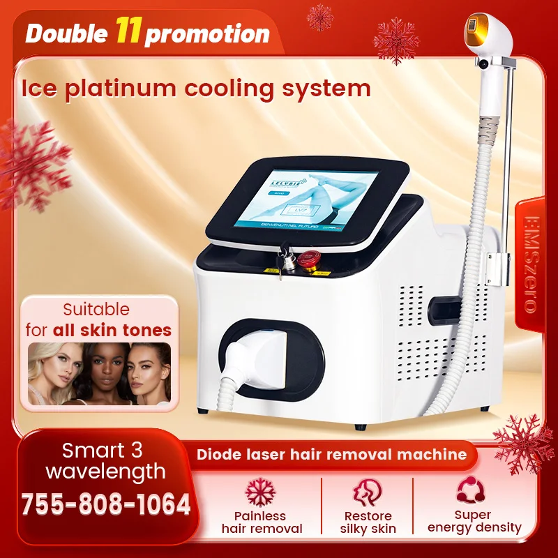 Double 11 Sales Diode Laser Hair Remover Safe Painless Permanent Ice Platinum Cooling System The Best Choice For Beauty Lovers