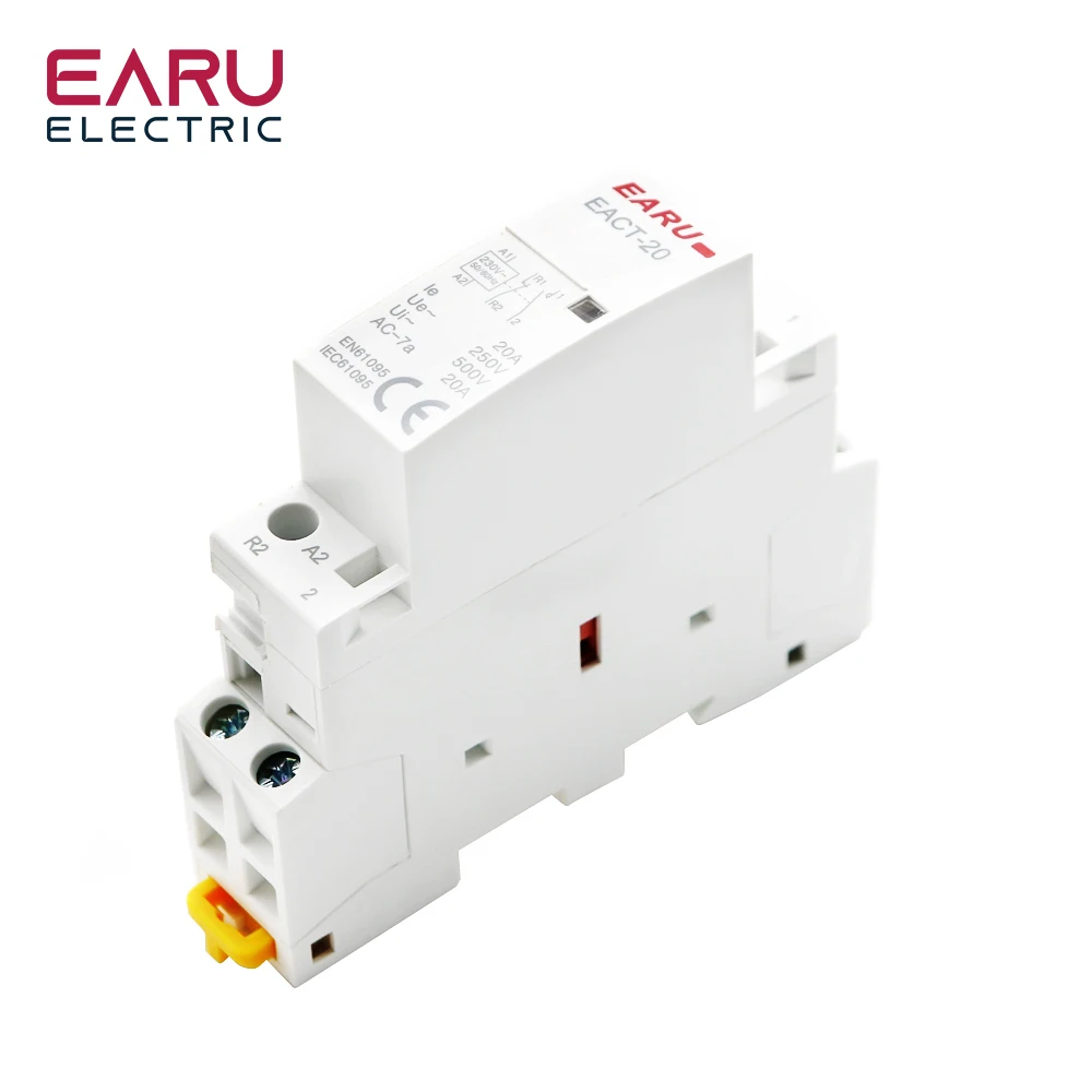 2P 16A 20A 25A  1NO1NC 2NO 2NC AC 220V 230V 50/60Hz Din Rail Mounted Household Modular AC Contactor for Smart Home House Hotel