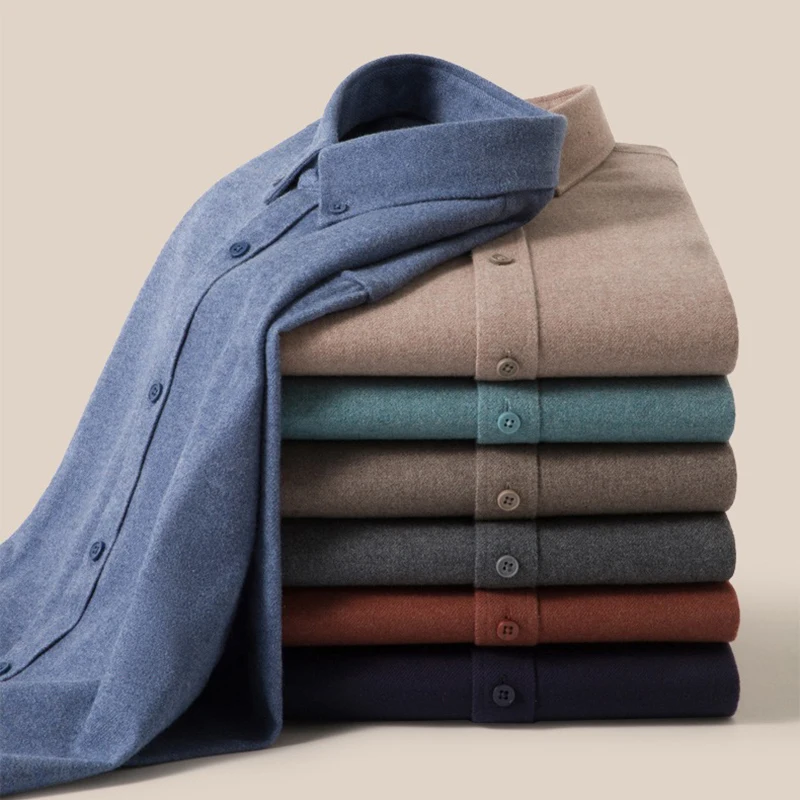Men's Long Sleeve Shirt Business Casual Anti‑Wrinkle Spring Autumn Winter Formal Daily Shirts for Middle‑aged Young Men