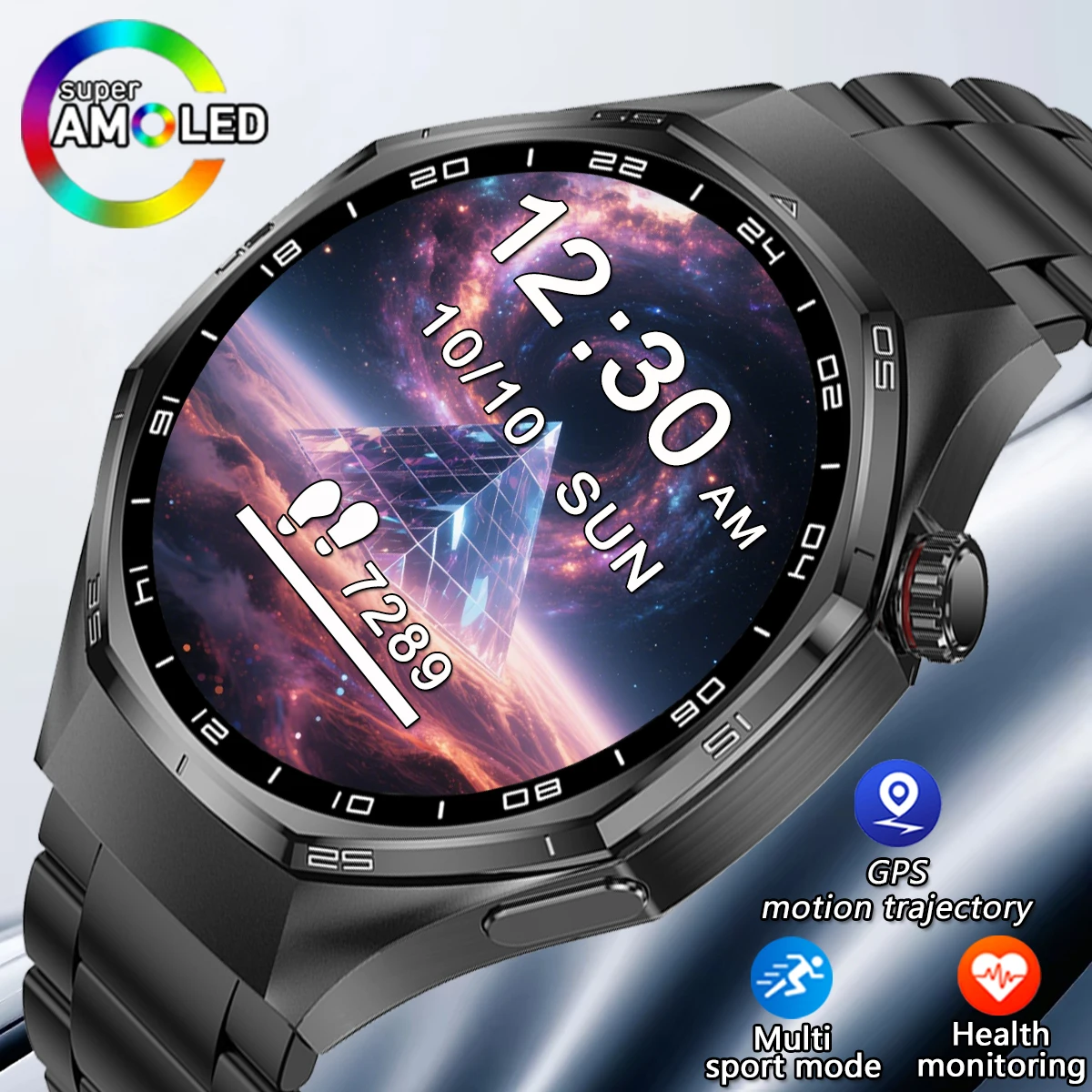 

2025 Новые GPS-смарт-часы для мужчин AMOLED HD-дисплей 100 режимов упражнений Мониторинг здоровья Bluetooth-вызов SmartWatch Watch 6 PRO