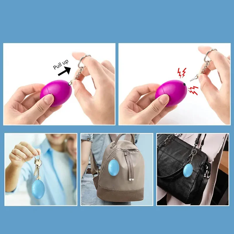 Cheap Self Defense Alarm 120dB Egg Shape Girl Women Security Protect Alert Personal Safety Scream Loud Keychain Emergency Alarm