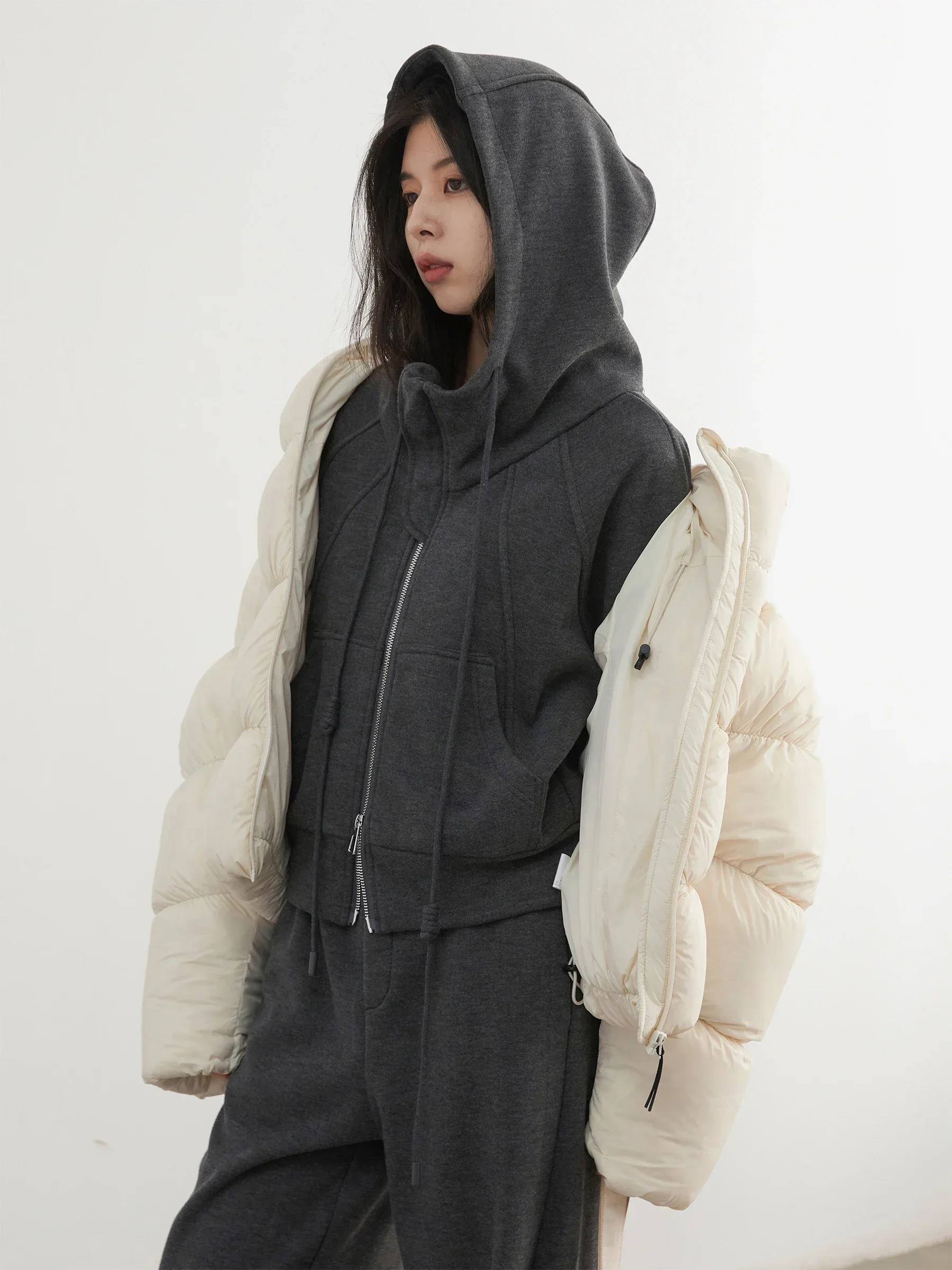 CHIC VEN Women Pant Sets Solid Loose Hooded Fleece Sweatshirt Female Jacket Wide Leg Sweatpants Set For Girl Autumn Winter 2024