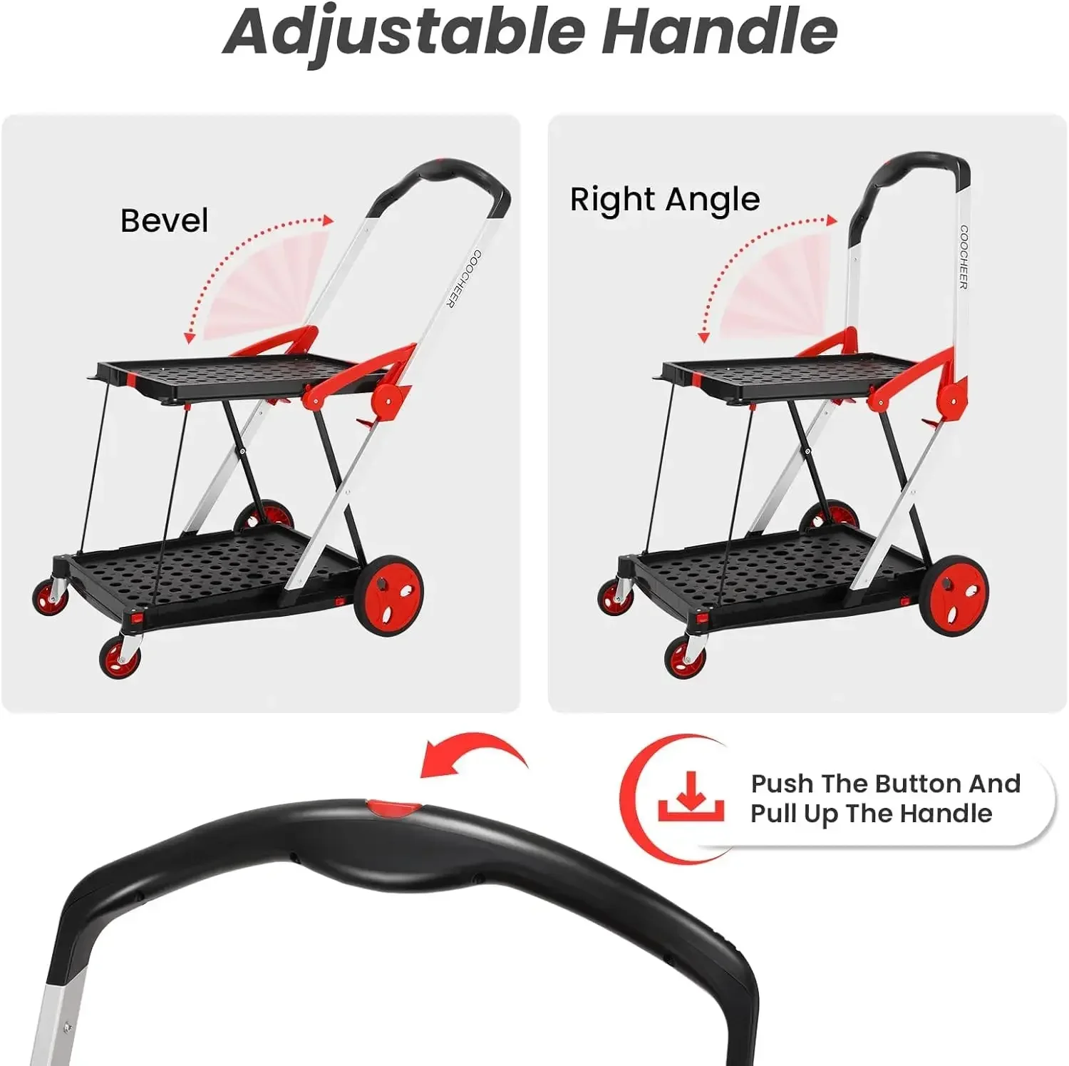 Use Functional Collapsible Carts, Shopping Cart with Storage Crate, Mobile Folding Trolley, Portable Folding Cart, Shopping Cart