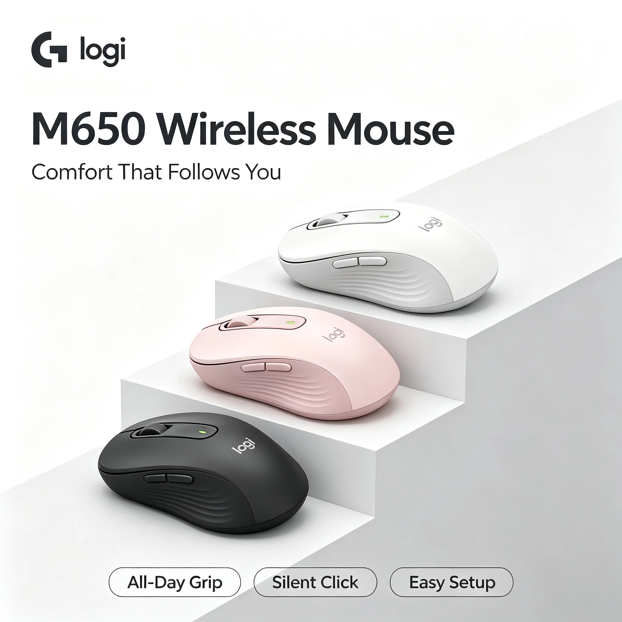 Original Logitech M650 Mouse Wireless 2.4G Receiver Bluetooth Dual Mode Office Ergonomic Mice