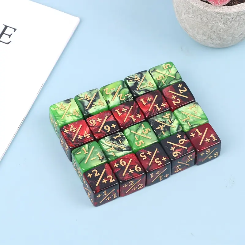 1PC Green Red 16mm 6 Side Counting Dice +1/-1 Dice Kids Toy For Magic Gathering Game Counting Counters