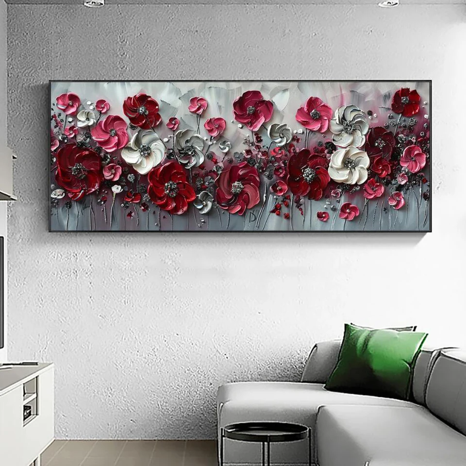 Fiore rosso 5D pittura diamante fai da te paesaggio kit punto croce di grandi dimensioni nuovo 2024 mosaico diamante ricamo per la decorazione