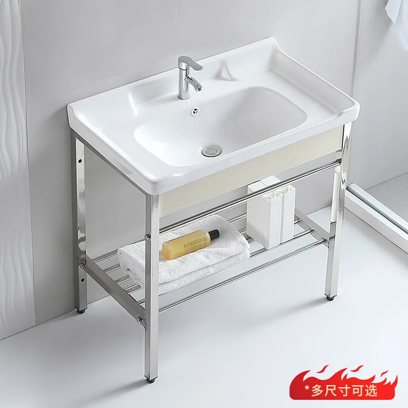 

Ceramic Basin Floor Type Wash Basin Integrated Balcony Bathroom Washbasin Modern Simple Bracket Basin