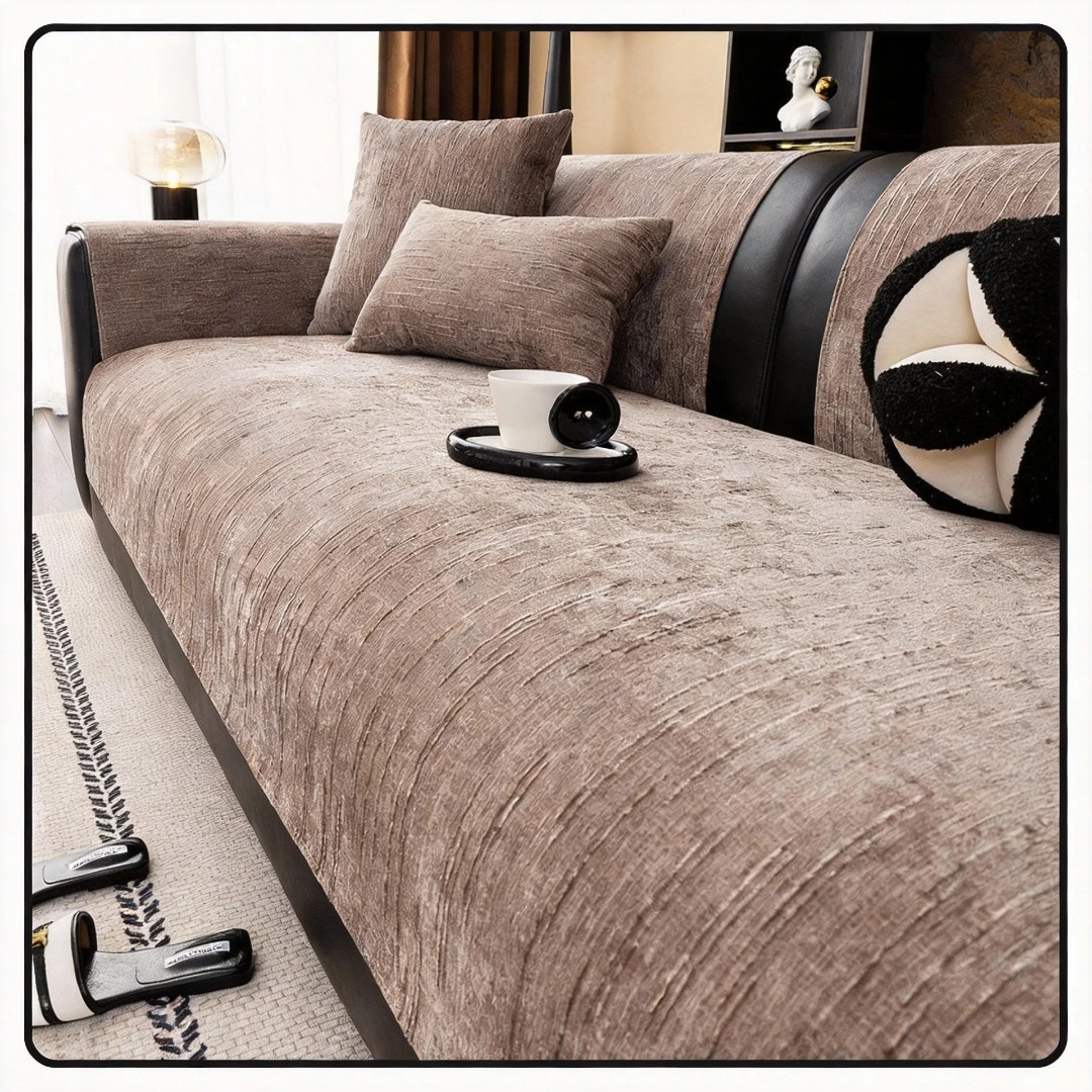 

Minimalist Twill Solid Chenille Sofa Cover for All Seasons Living Room Non-slip Sofa Seat Cover Couch Slipcover, Sofa Towel