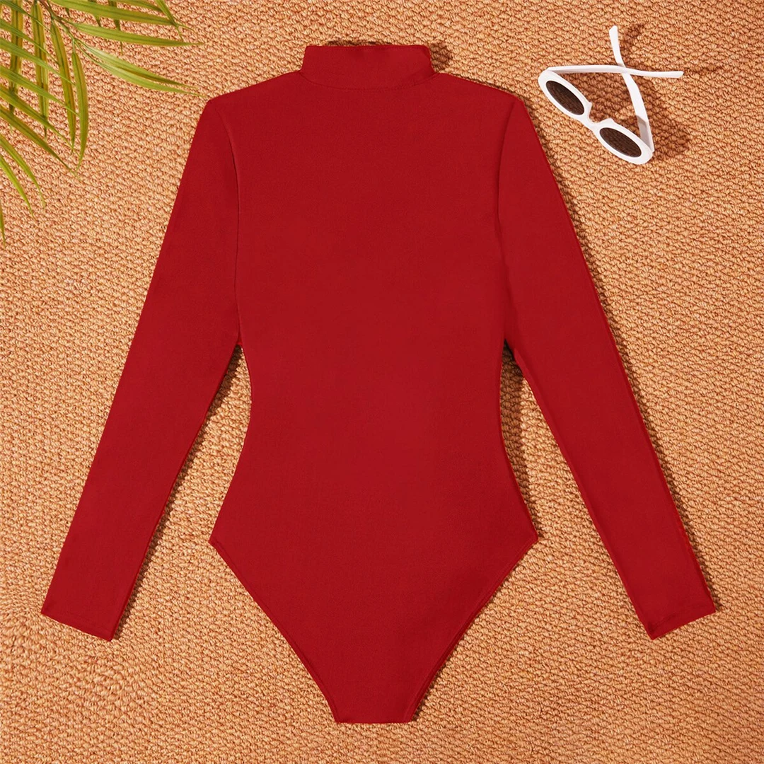 S - 2XL, 4 Farben, langärmelig, mit Reißverschluss, Surf-Rashguard, einteiliger Badeanzug, Damen-Badebekleidung, Badeanzug für Frauen, Badebekleidung, Schwimmanzug V6266 – Detail 20