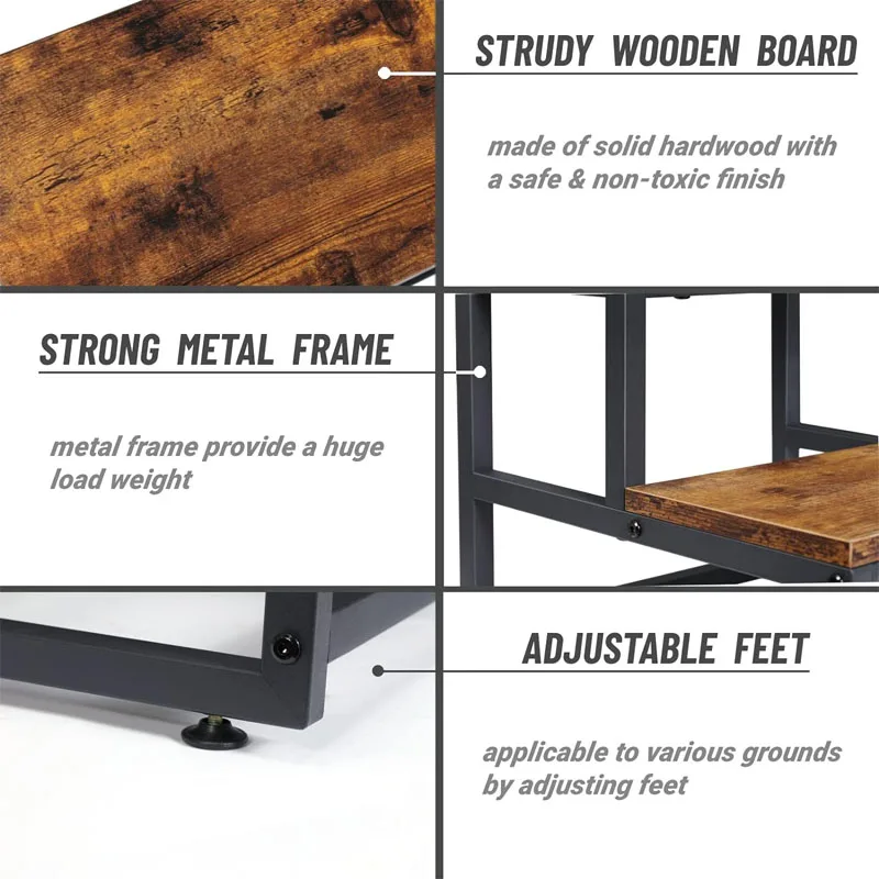 مقعد للبالغين والأطفال ، فولاذ وخشب شديد التحمل ، مثالي للمطبخ وغرفة النوم والحمام ، يدعم 500 رطل #3
