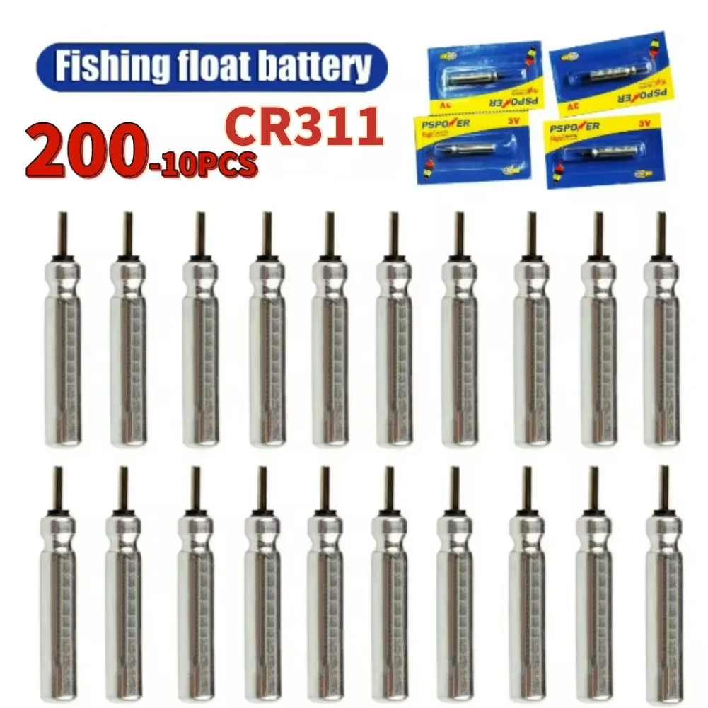 10-200PCS CR311 Fishing Floats Luminous Electric Battery Battery Electric Rechargeable Fishing Floats Lithium Pin Battery Tackle