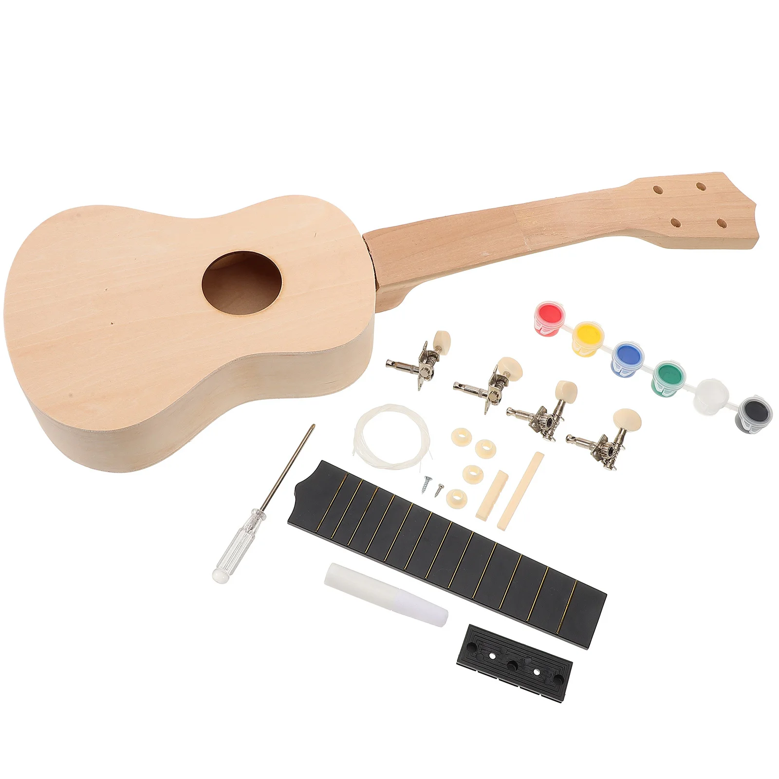 

Ukulele for Beginner Painted Diy Making Supplies Hand Made Instrument Material Kit