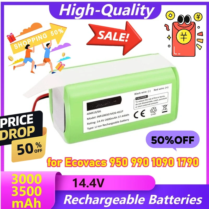 

14.4v 3000mAh 3500mAh for Ecovacs 950 990 1090 1790 Sweeping Robot Battery Rechargeable Batteries