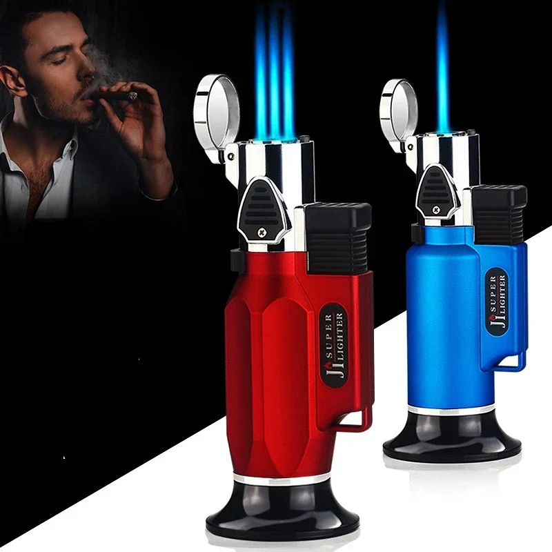 

Spray Gun Cigar Lighter Multifunctional Single/ Double/ Three/ Four Jet Torch Gas Butane Blue Flame Punch Lighter for Outdoor