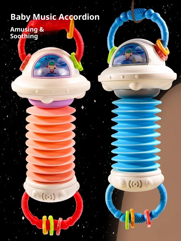 Baby-Simulations-Akkordeon-Instrument, Montessori-Kinderspielzeug, beruhigende frühpädagogische Handgeige Geige für Kleinkinder