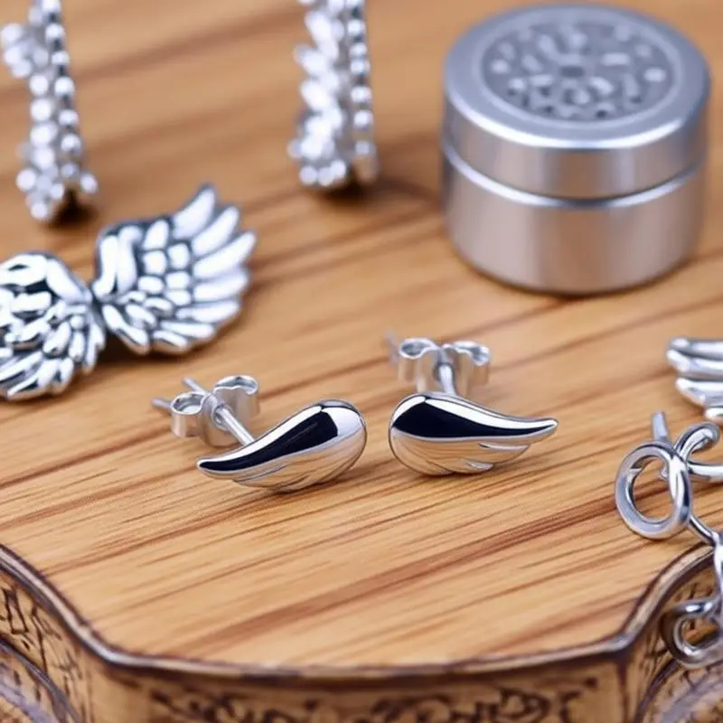 Simple 925 Sterling Silver Angle Wings Shape Stud Earrings For Woman Girls Engagement Party Fashion Jewelry Gift Accessory