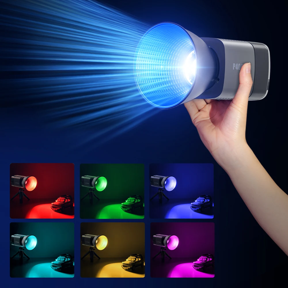 

LUXCEO 40W RGB Lights LED Photography Light 5000mAh 11500Lux 2500K-6500K Bi-Color Bowens Mount for Studio YouTube TikTok Film