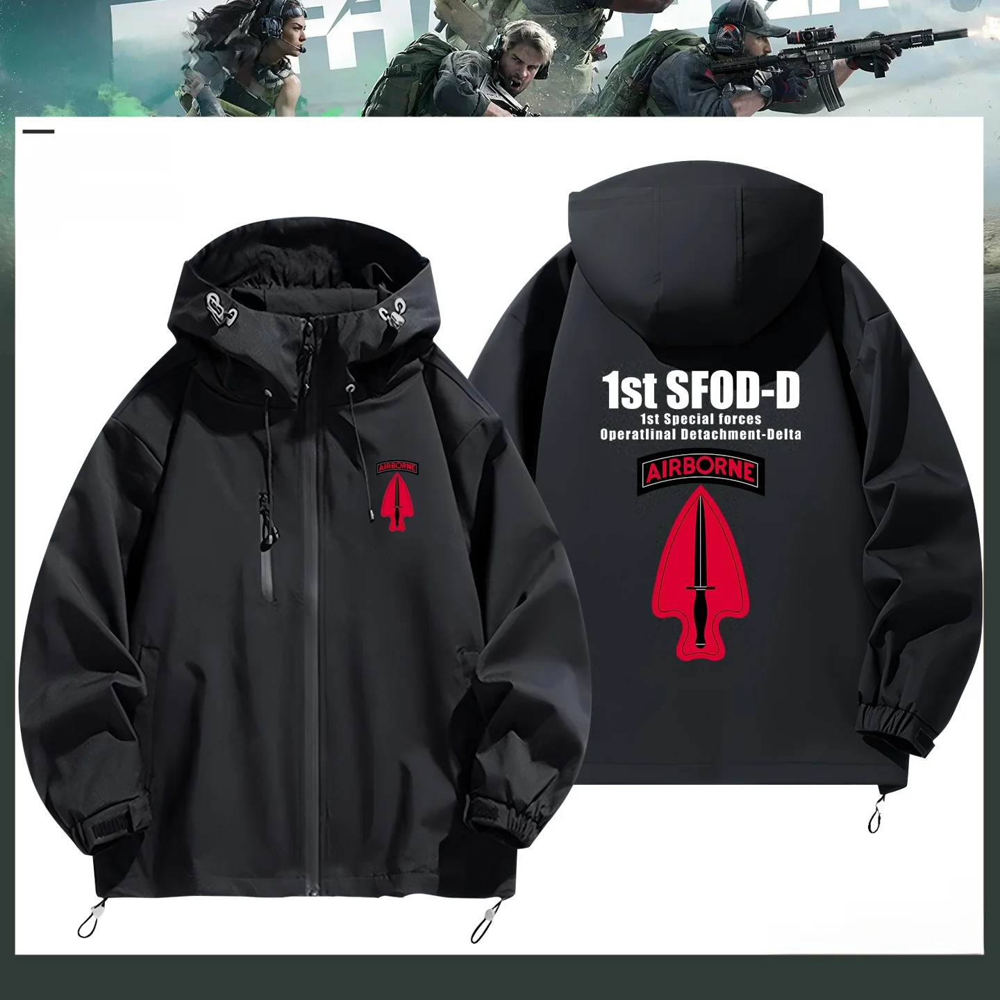 

Толстовка с логотипом организации Delta Force Assala для мальчиков-подростков, теплая верхняя одежда из полиэфирного волокна, с длинными рукавами, на молнии, с капюшоном