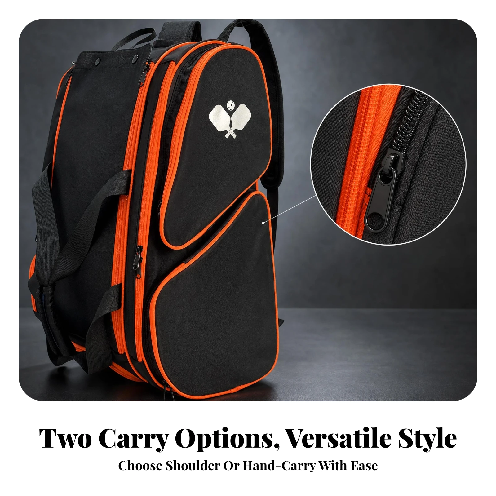 Racket Travel Bag Zippered Pickleball Backpack Padded Shoulder Straps Tennis Racket Bag Multiple Pockets Tennis Backpack view 6