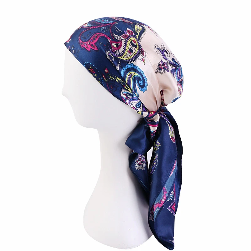 90*90cm Square Satin Silk Floral Print Scarf Female Shawls and Wrap Neck Foulard Kerchief Headscarf Pareo Bandanna Scarves Stole