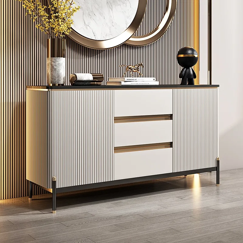 

Light luxury rock slab dining side cabinet Modern simple home entrance cabinet Living room home storage cabinet Bedroom
