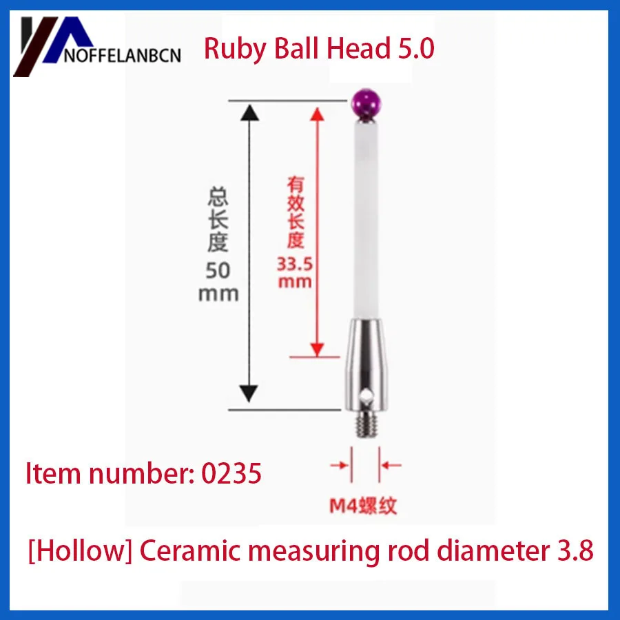 CNC machine probe dedicated M4 ruby ceramic measuring needle A-5000-3709/3712 Renishaw 6.0mm