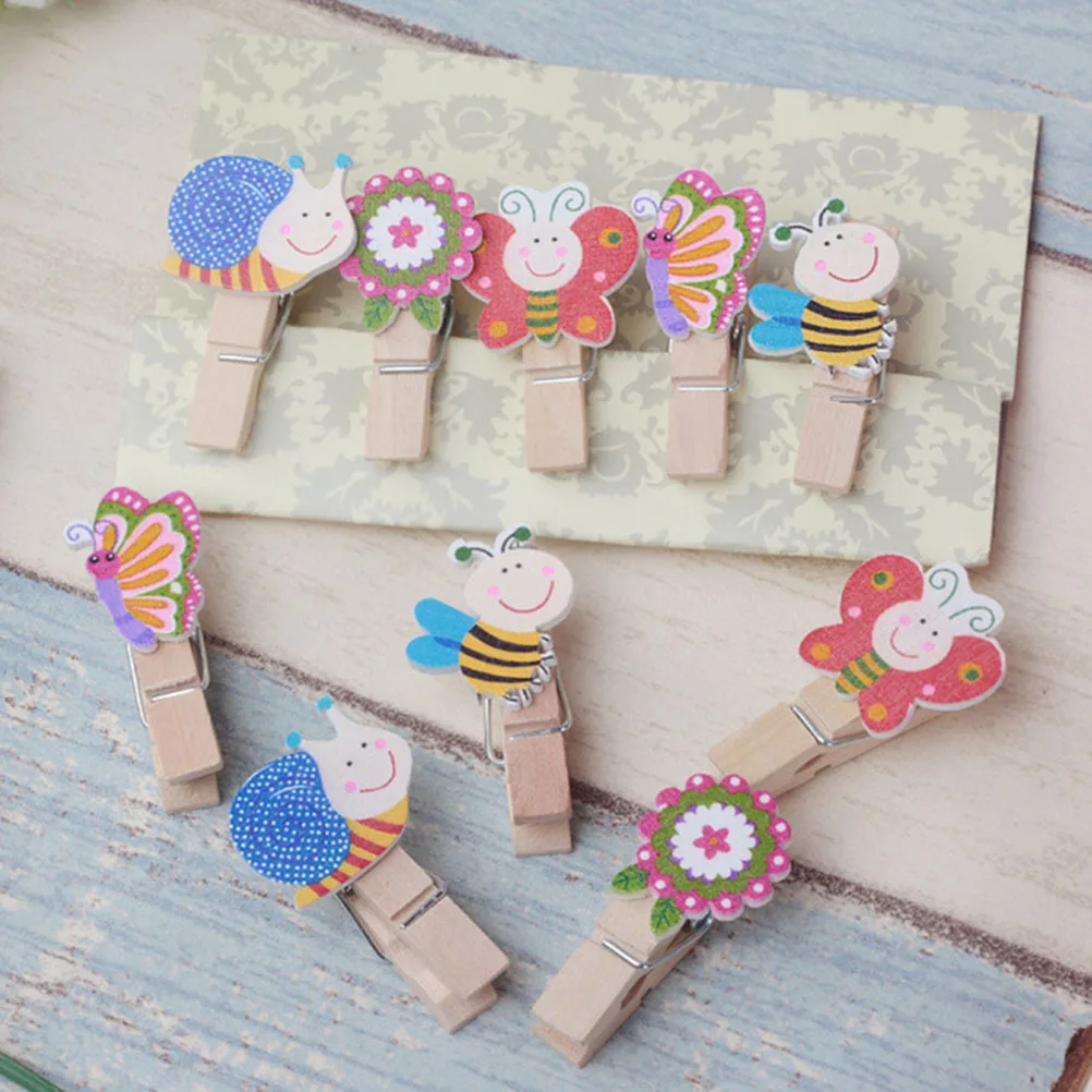 

50pcs Mini Wooden For Crafts Photo Display Clamps Snack Bag Clips Animal Shape Clothespins Memo Wooden Clips Home Decoration