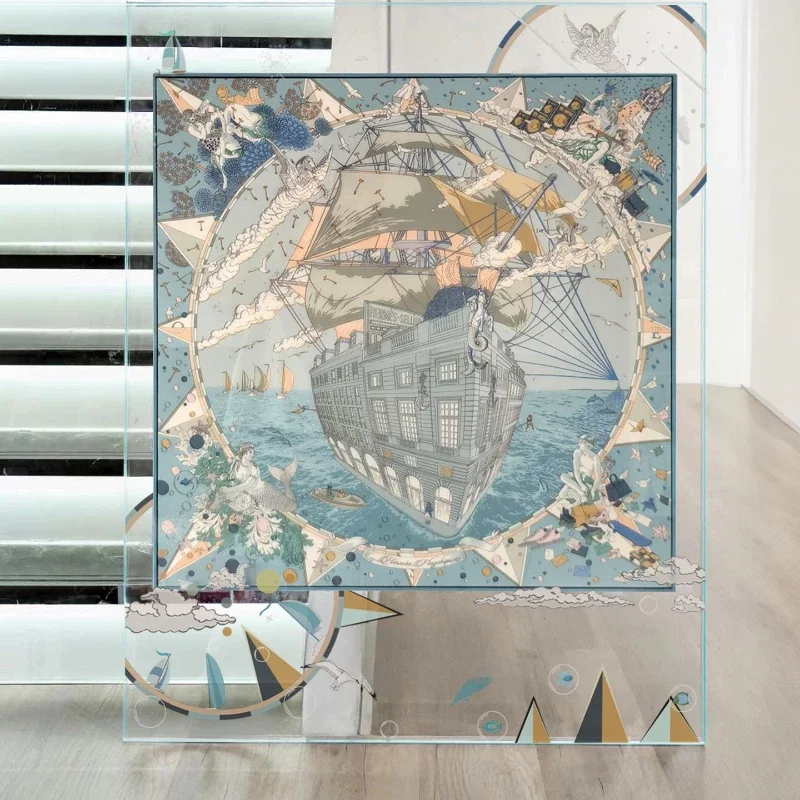 Silk scarf decorative painting light luxury high sense French cream style living room entrance entrance hanging painting