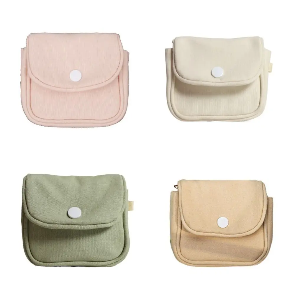 Canvas Mini Portable Coin Purse Solid Color Card Organizer Student Simplicity Wallet Headphone Bag Lightweight