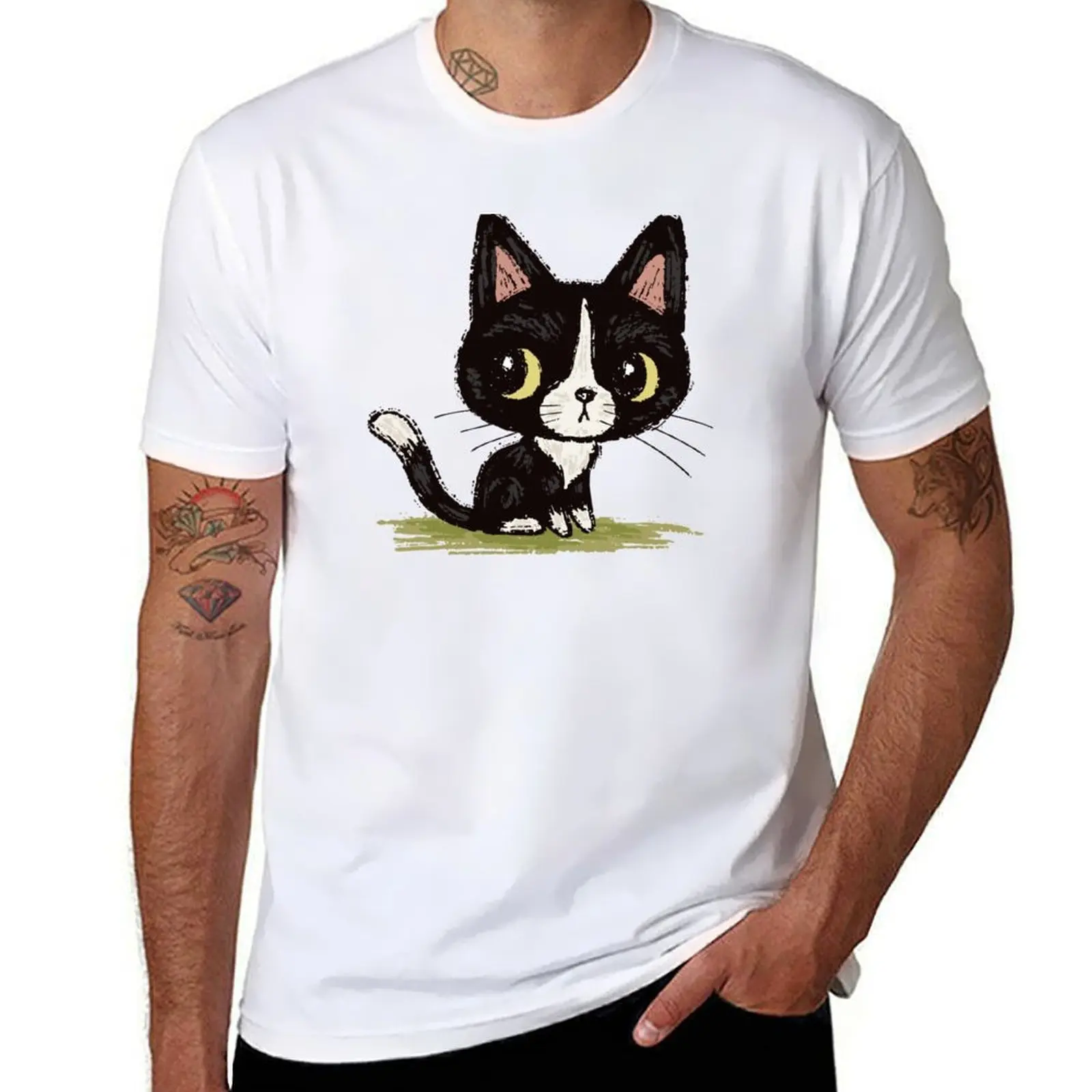 

Cute black kitten T-Shirt man graphic t shirt man t shirt cotton high quality T-Shirt