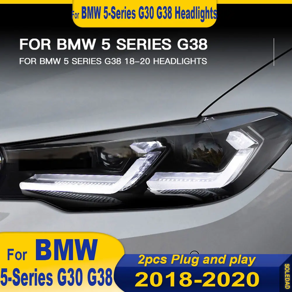 Pair Car Head Lamp for BMW G30 G38 Headlights 2018 2019 2020 530i 525i 540i 535i LED Headlight Projector Lens DRL Accessories