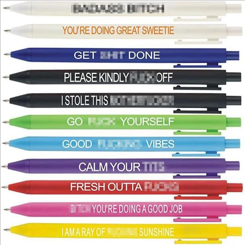 11Pcs Funny Adult Ballpoint Pen Set, Premium Days of The Week Swear Cuss Word Pens for Office Gifts