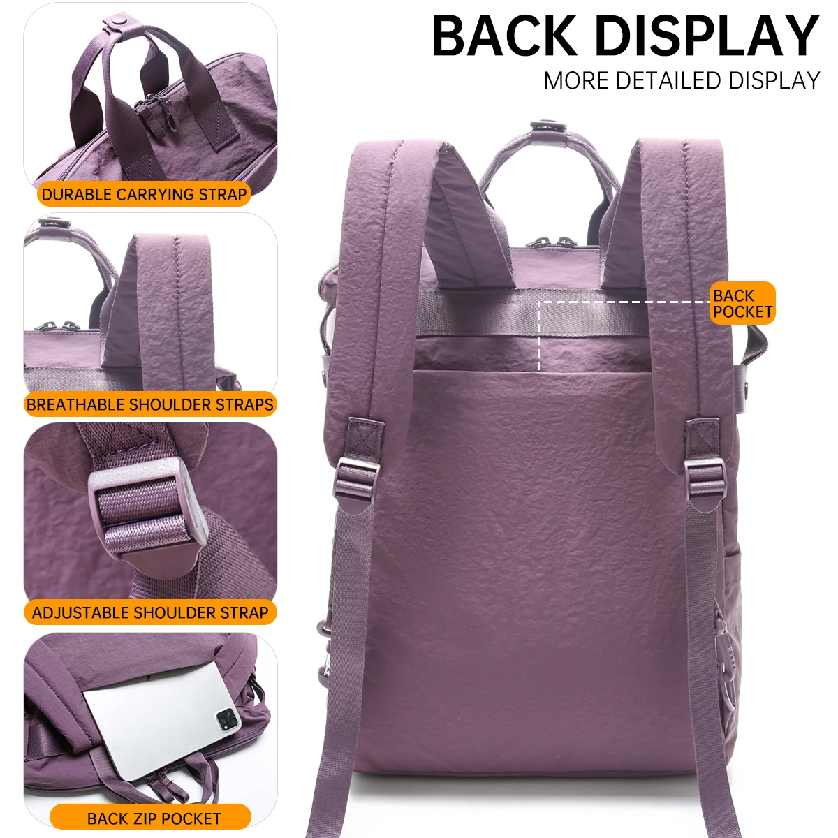 Lightweight Backpack for Men, Commuter Backpack for College Students, Women's Large-Capacity Computer Bag, Business Casual Work Travel Bag