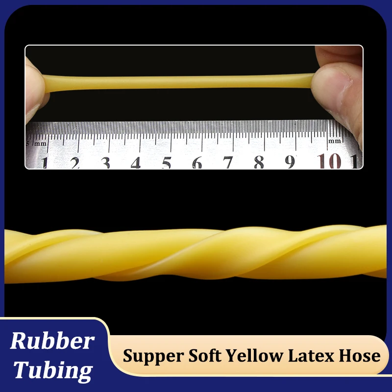 

1~10M Latex Rubber Hose Elastica Bungee for Hunting Slingshot Catapult 1.6/2/4/5/6/8/9/10/12/14/18mm Yellow High Resilient Bands