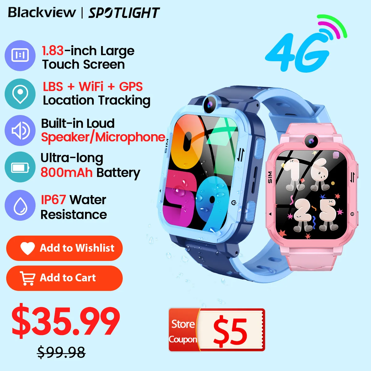 Estreno mundial Blackview Z20 4G niños Smartwatch GPS Video llamada SOS IP67 Monitor impermeable rastreador ubicación teléfono reloj