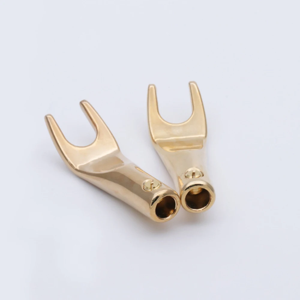 Y Fork Connectors Spade Speaker Gold Plated Cable Terminal Audio Plug for Binding Post Banana Jack Adapter 2pcs