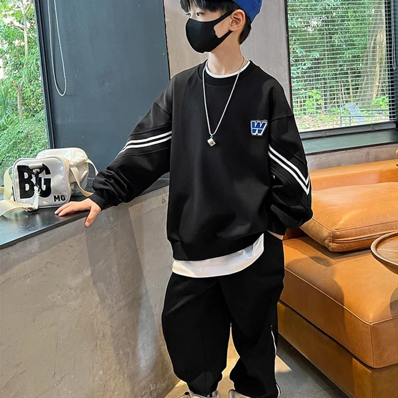 Children Sportswear Sets 2024 New Fashion Kids Suits Spring Autumn Boys Casual Pullovers Outfits Teenager Sports Top+Pants 2Pcs