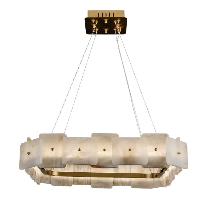 

Роскошная Потолочная люстра из натурального мрамора, искусственная лампа, комнатное подвесное освещение для гостиной, Декор