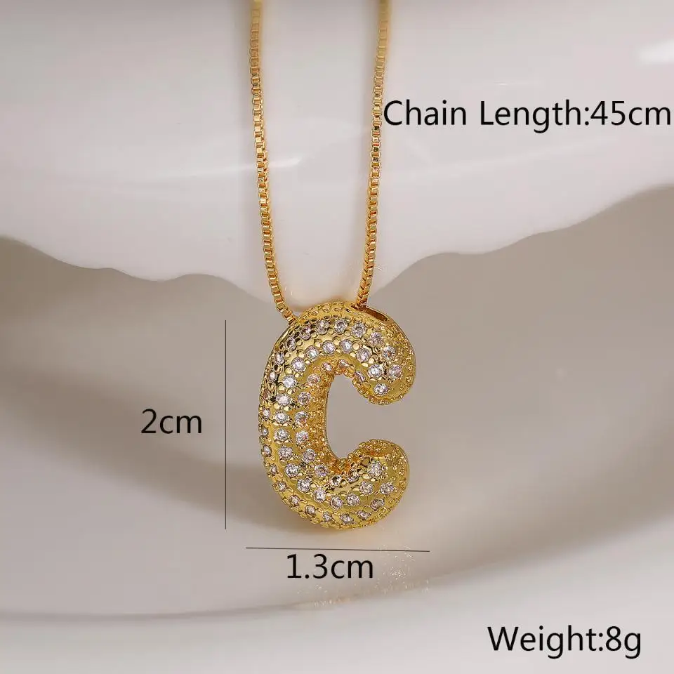 ZAKOL Fashion 26 Letters Necklaces For Women Man Gold Color Alphabet Zircon Pendant Birthday Party Gift Jewelry