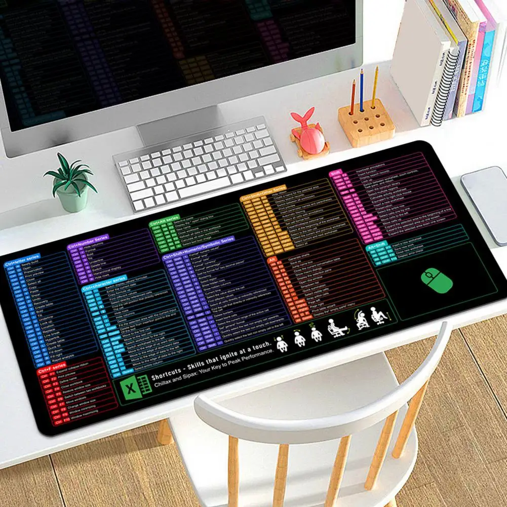 English Computer Mousepad Office Power Point Excel Word Shortcut Keys Desk Mat Waterproof Desktop Mouse Pad PC Accessories