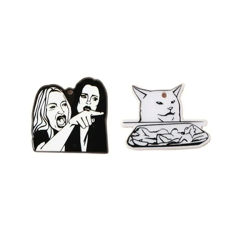 8Pcs Halloween Charms Creative Acrylic Cat Pendant Jewelry Findings For Necklace Diy Making