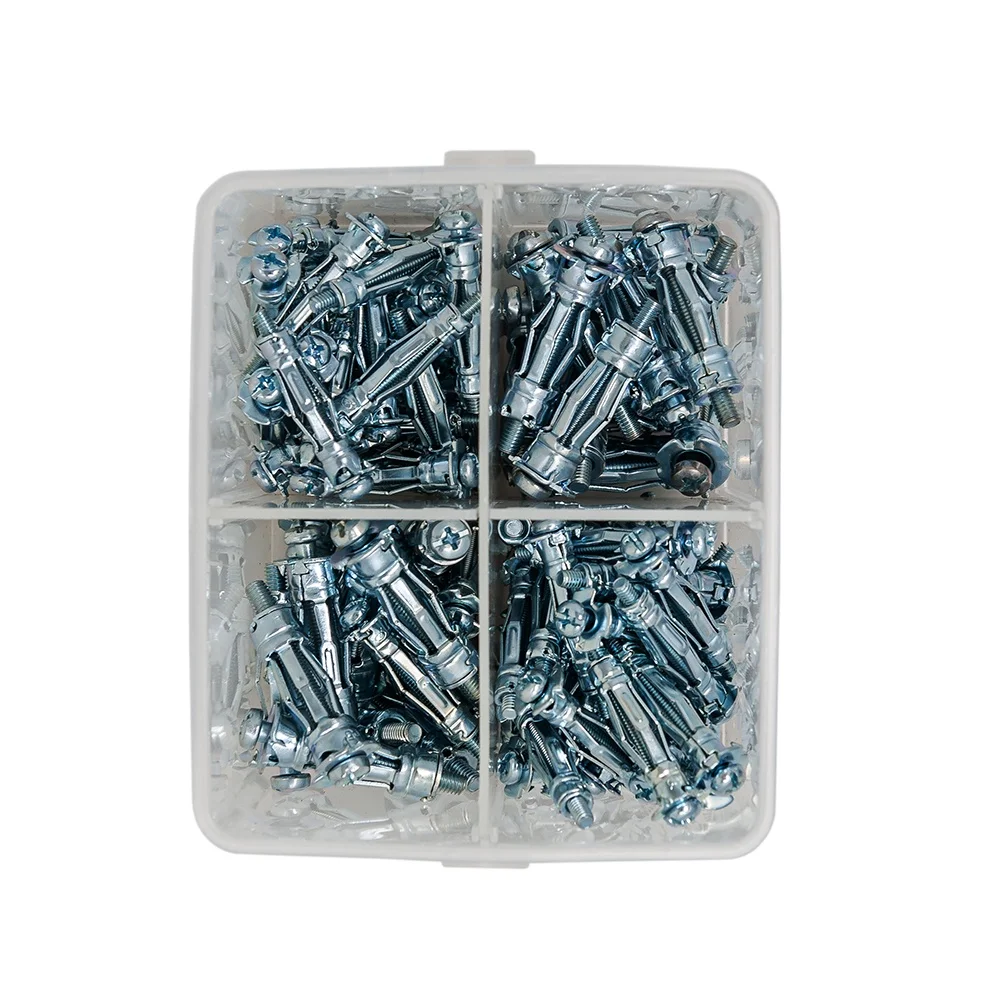 Hollow Wall Anchor 8*34+11*36 Assortment Kit, 100 Pcs Heavy Duty Drywall Anchors Metal Cavity Plasterboard Plug Fixing Screw