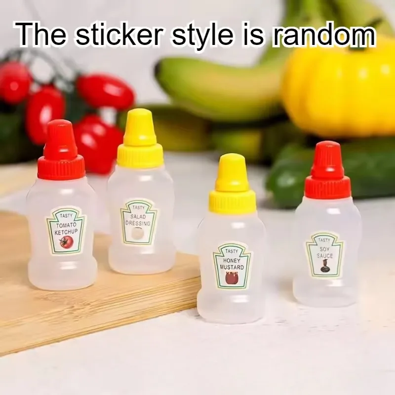4PCS/Pack Mini Tomato Sauce Bottle 25ML Portable Plastic Container Lunch Boxes Vegetable Salad Fruit SauceConditioning Bottle
