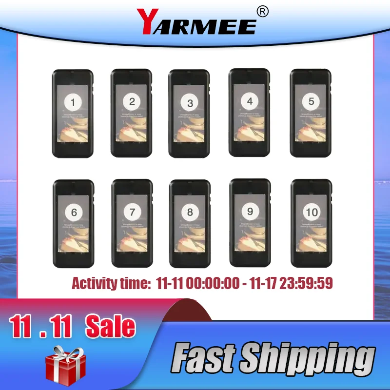 YARMEE Wireless Buzzer Restaurant equipements Pager alarm calling system Portable 10 Receivers For Customers queuing for food